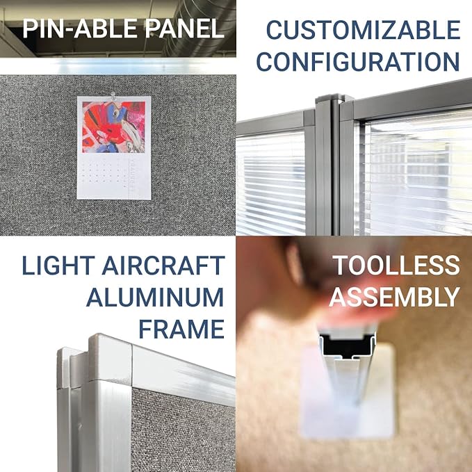 Versare Pre-Configured Hush Panel Electric Cubicle | Workstation Divider Walls | Cubicle Privacy Panels | Office Partition Walls