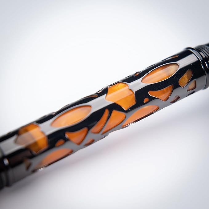 Conklin Endura Deco Crest Fountain Pen in Orange with Rose Gold Accents – Flex Nib, Refillable Luxury Writing Instrument