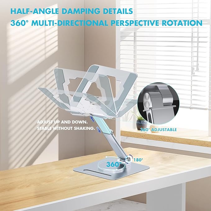 GuaziV 360° Adjustable Tablet Stand - Ergonomic Foldable Holder for iPad 10.2-12.9”, Kindle, Phones 4-13”, Anti-Slip Desktop Mount for Work, Cooking, Gaming & Reading