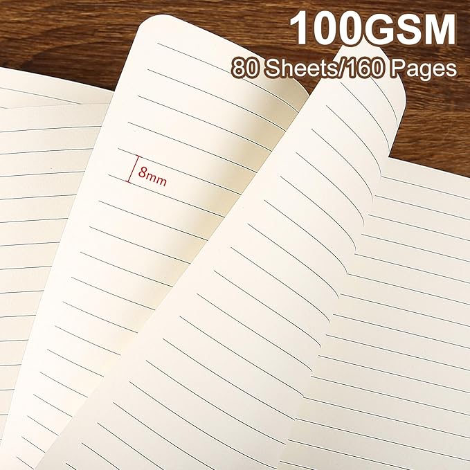 TSFPapier Lined Journal Notebook for Work College Ruled Note Book 5.79"x8.27" A5 PU Leather Daily Journaling 216 Pages for Women Men Writing Home School Supplies Business (B5 Lined 160pages, 2 Pack-Red/Darkgreen)