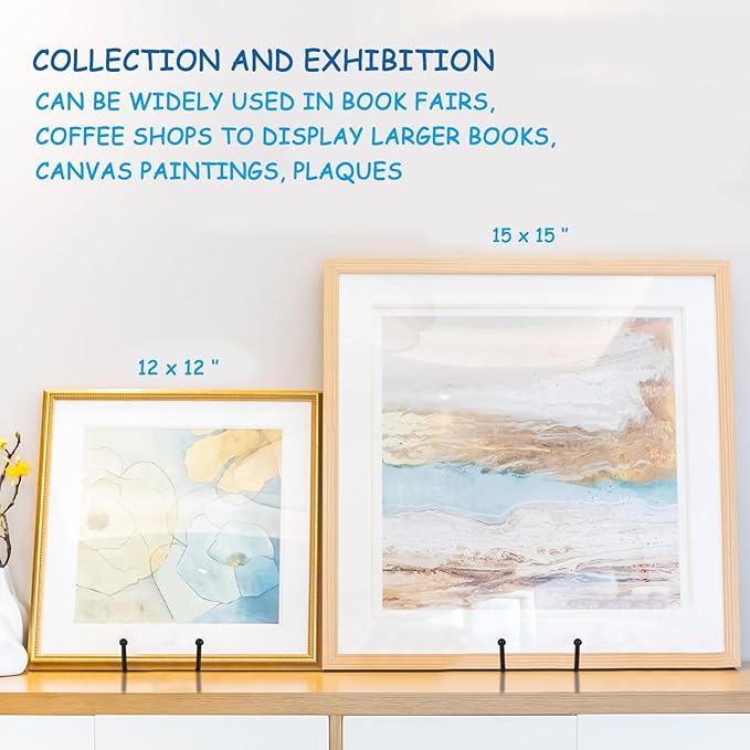 Decolore 5 Pack 12 Inch Black Picture Stands Plate Stands for Display Large Book Stands for Picture, Decorative Plate, Book, Frame, Tabletop Poster
