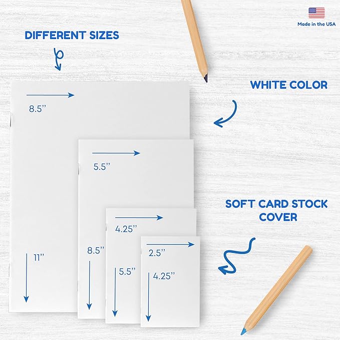 Hygloss Blank Books - Bulk 100 Pack – 5.5" x 8.5" A5 White Paperback Blank Books for Kids to Write Stories, Doodle, Arts & Crafts – Plain Drawing Sketchbook, Unlined Journal, Notebook Without Lines