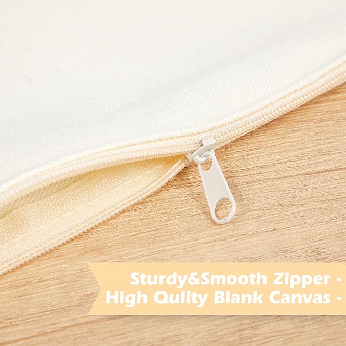 Reginary 80 Pack Canvas Zipper Makeup Bags Bulk Pencil Pouches Blank DIY Craft Canvas Cosmetic Bag Pouch with Zipper for Makeup Cosmetic Toiletry Stationary Storage(All Natural)