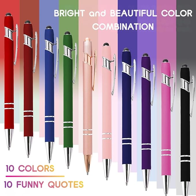 CRME 10pcs Red Nurse Pen Set Sculpture Funny Quotes Inspirational Pen Personalized Gifts Smooth Writing Pens No Smudge Pen Sets for Women Gift Nurse Week & Graduation Gifts