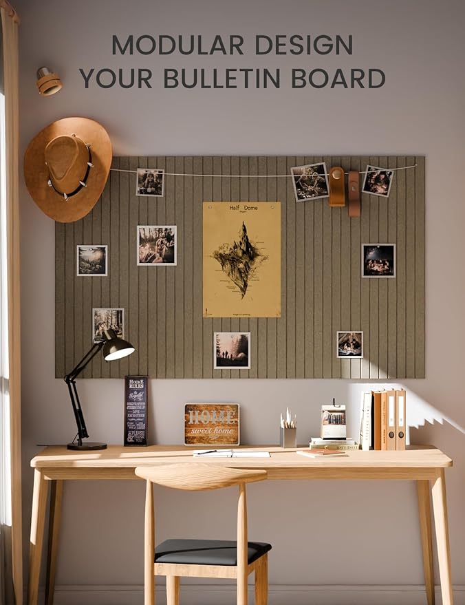 Large Felt Bulletin Board 36"x24" Cork Board Alternative - 6 Pack with 40 Safe Removable Adhesive Tabs, Cork Boards for Walls Cork Board for Home Office Classroom Pin Board-Earth Brown