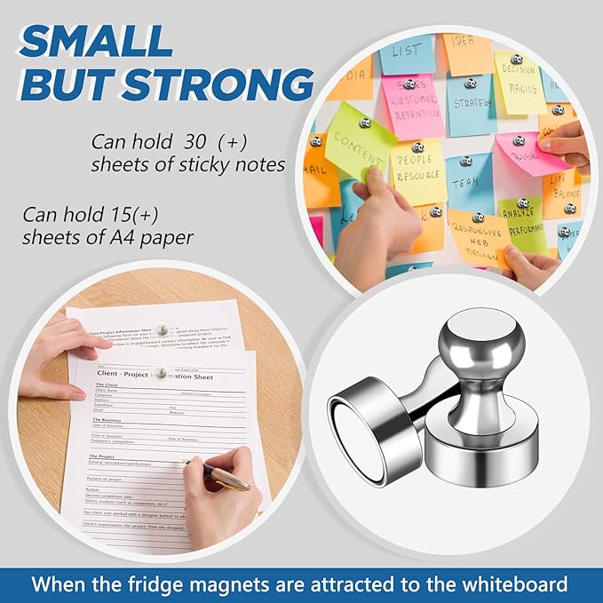 LOVIMAG Fridge Magnets 16Pcs Refrigerator Whiteboard Small Strong Magnet Classroom Kitchen Accessories Decorative Locker Set Decor Must Haves Office Calendar Refrigerador Magnetic Cute Crafts Silver