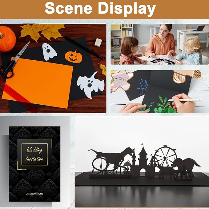 Silunkia 40 Sheets Black Shimmer Cardstock 8.5 x 11 Halloween Cards, 75lb Heavyweight Black Paper Card Stock for Card Making, greeting Cards, Wedding Invitations, Paper Crafting