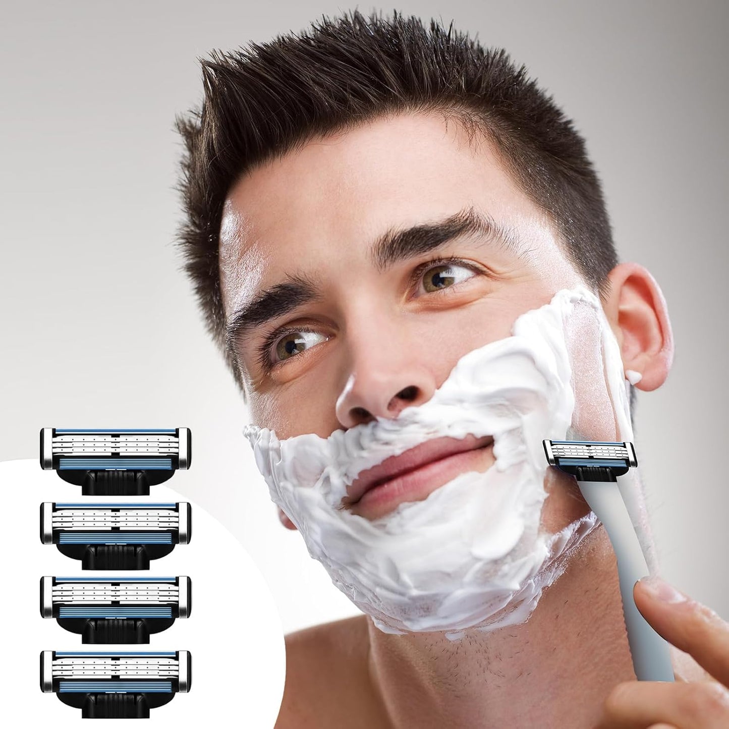 Razor Blades for Men - 24PCS Precision Compatible With Mach3 Razor Blades Refills for Men - Compatible With Mach 3 Razors, Dual Lubrication Blade for Close & Comfortable Shave.