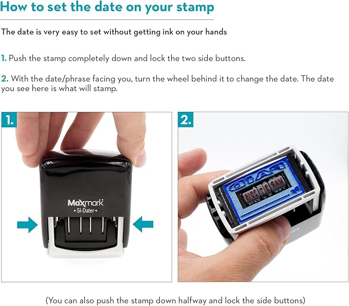 MaxMark Office Self Inking Date Stamp with Phrase Paid - Black Ink