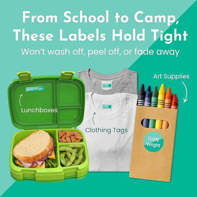 Name Bubbles - Basic Daycare Name Stickers for Kids (102 ct) - Personalized Waterproof Name Labels for School Supplies, Clothing Tags, Baby Bottles, All Ages - Washable Stick-On Labels (Color Combos)