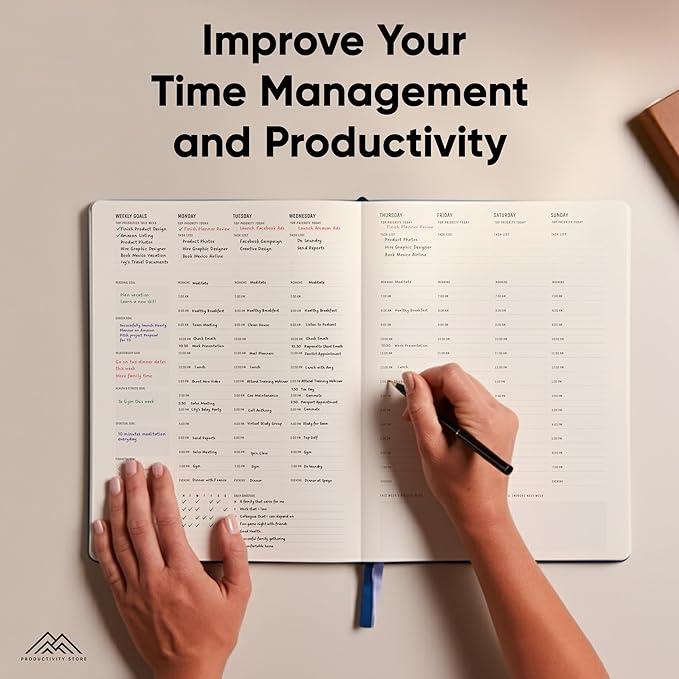 Hourly Planner & Appointment Book (8.5” x 11”) - Premium Hourly Planner with Daily Schedule & 30-Minute Time Slots for Better Time Management by PRODUCTIVITY STORE (A4, Black)