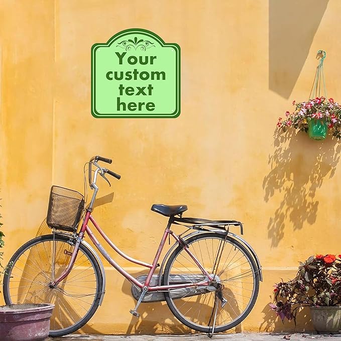 HK SIGNS Custom Aluminum Weatherproof Metal Sign, Modern Customizable, Green, 8*8 Inch, Indoor/Outdoor, Versatile Mount