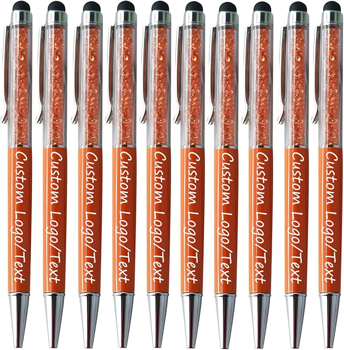 Yucold Customized Pens with Name/Logo - Touch Screen Stylus Ballpoint Pen, Perfect for Weddings, Business & Personalized Gifts (Orange,300)