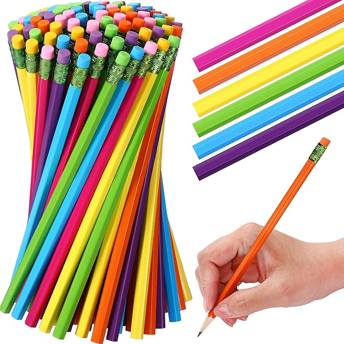 TecUnite 120 Pcs #2 HB Pencils with Eraser No 2 Unsharpened Wooden Hexagonal Pencils for Adults Gifts for School Exam art Learning Office Sketching(Rainbow Colors)