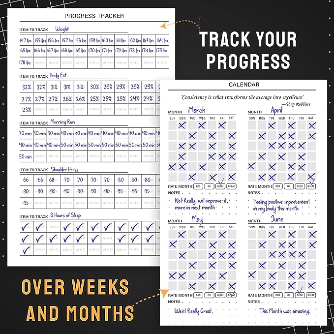 Nextnoid Hardcover Fitness Journal Workout Planner for Men & Women - A5 Sturdy Workout Log Book to Track Gym & Home Workouts - Brown