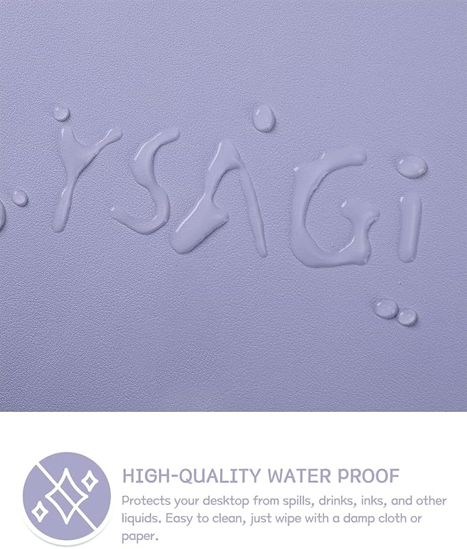 YSAGi Non-Slip Leather Desk Pad, Waterproof Laptop Computer Desk Keyboard Mat, Table Protector Blotter Mat, Large Mouse Pad for Office/Work/Home/Decor(Lavender, 31.5" x 15.7")