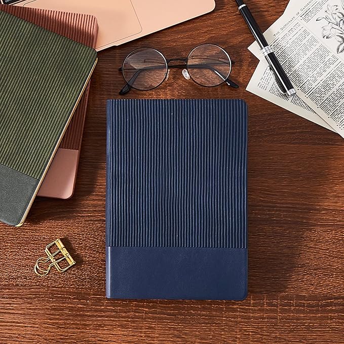 TSFPapier Lined Journal Notebook for Work College Ruled Note Book 5.79"x8.27"A5 PU Leather Daily Journaling 216 Pages for Women Men Writing Home School Supplies Business (Dark Green)