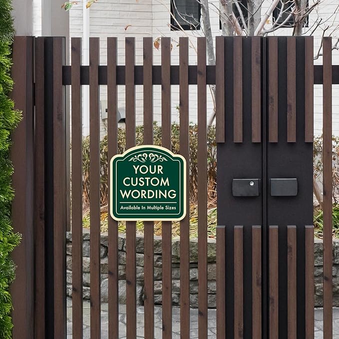 Custom Decorative Outdoor Metal, Personalized Aluminum, Customized Driveway, Waterproof Signs Made In USA - Design 1 Forest Green 12x12 In