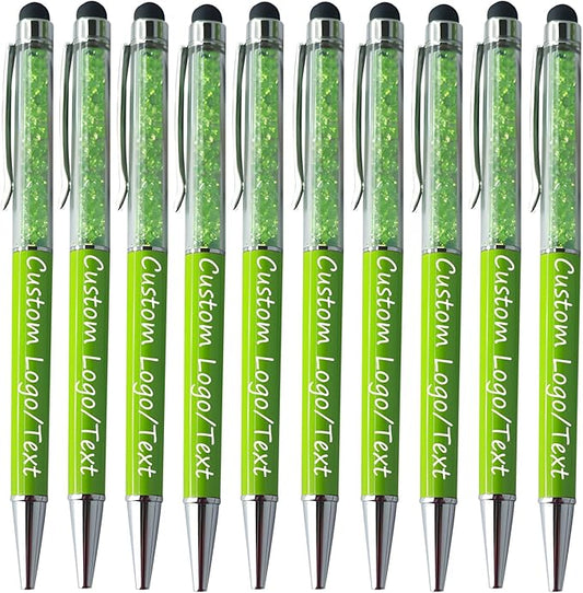 Yucold Customized Pens with Name/Logo - Touch Screen Stylus Ballpoint Pen, Perfect for Weddings, Business & Personalized Gifts (Grass green,100)