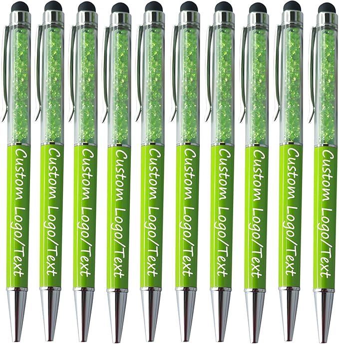 Yucold Customized Pens with Name/Logo - Touch Screen Stylus Ballpoint Pen, Perfect for Weddings, Business & Personalized Gifts (Grass green,200)