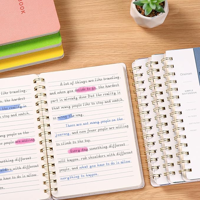 Spiral Notebook-5.75" x 8.125" College Ruled Journal with Inner Pockets and 160 Pages,PU Leather Cover Business Journal, Twin-Wire Binding Notebook Perfect for Office & Home School Supplies 2 pack NavyBlue/Green