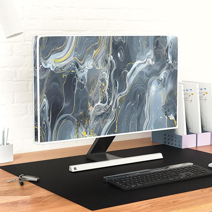 Baocicco Gray Gold Marble Waterproof 37, 38, 39 Inch TV Dust Cover Anti-Static Dustproof Protective Aesthetic Texture Screen TV Covers Full Body Cover for Television Screen Desktop PC LED LCD OLED
