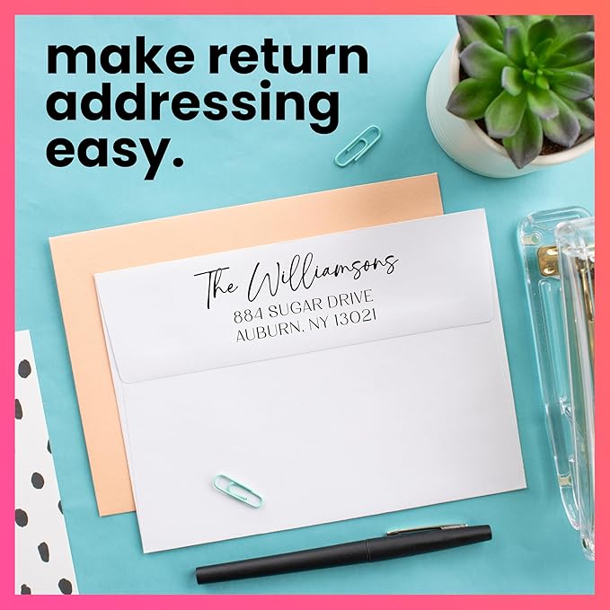 ExcelMark Personalized Return Address Stamp – Custom Self Inking Rubber Stamp (Medium, Santa Catalina)