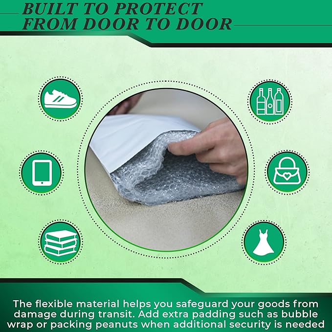 100 Pack Secure Seal White Poly Mailers - 24x24 Safe Shipping Bags - E-Commerce Self Sealing 2 Mil Poly Envelopes for Shipping