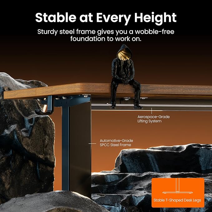 ErGear Height Adjustable Electric Standing Desk, 40 x 24 Inches Sit Stand up Desk, Small Memory Computer Home Office Desk with Two-Piece Desktop (Vintage Brown)