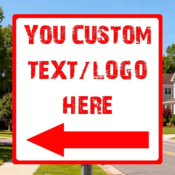 Custom Square Directional Signs - 8 * 8 inches - Corporate logos/warning text, for indoor and outdoor use