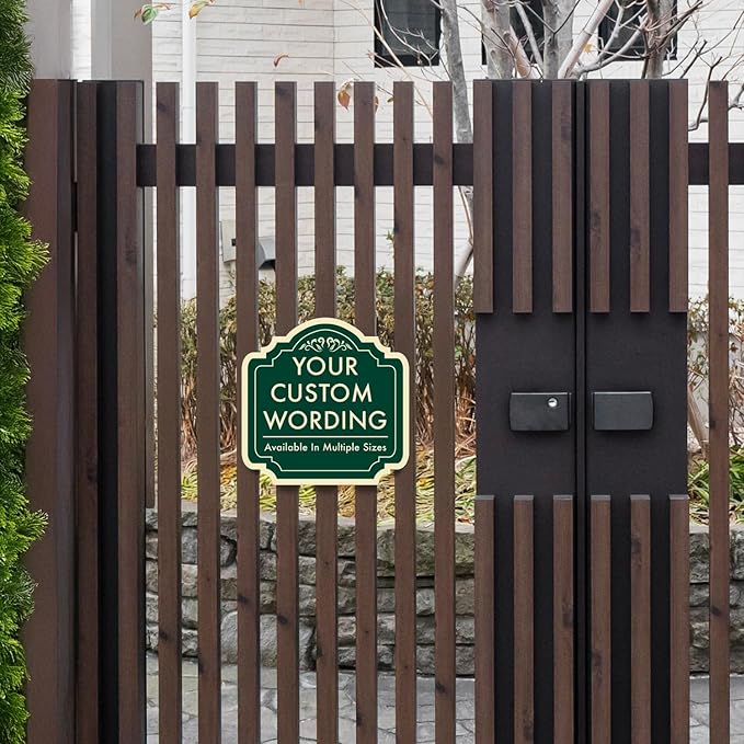 Custom Decorative Outdoor Metal Sign - Personalized Aluminum Driveway Sign, Waterproof, Made in USA - Design 2 Forest Green 12x12 In