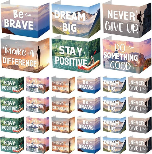 Honoson 24 Pcs Bulk Inspirational Privacy Folders for Students Cardboard Test Privacy Boards Motivational Words Desk Dividers Shield for Classroom School Study Supplies, 6 Styles(Scene)