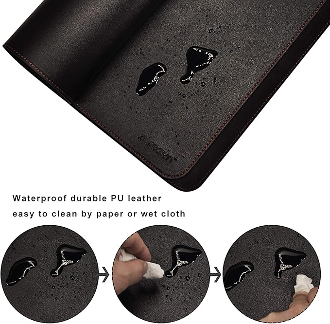 ZORESYN Office Desk Pad 70.9x39.4inch, Large Mouse pad Desk Mat, Waterproof PU Leather Desk Blotter Protector Desk Accessories with Non Slip Base for Home Office (Black)