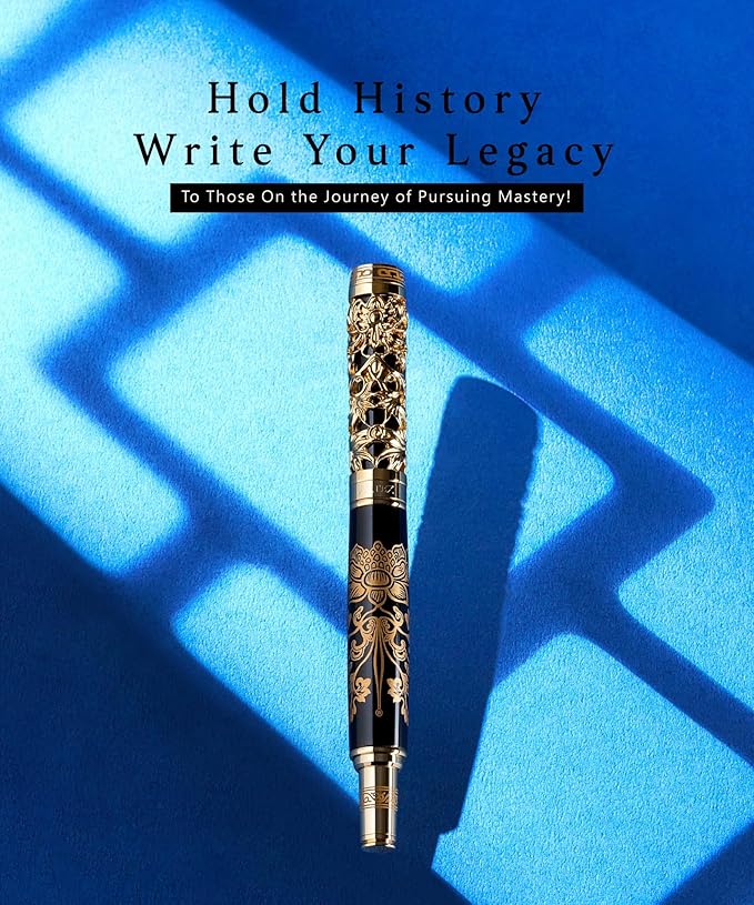 ARTEX Luxury Fountain Pen Set With Stand - Museum Art Collections - Crafting Timeless Beauty - the Best Gift & Office Desk Decor, German SCHMIDT Fine Nib, Inspirational Office Desk Decor