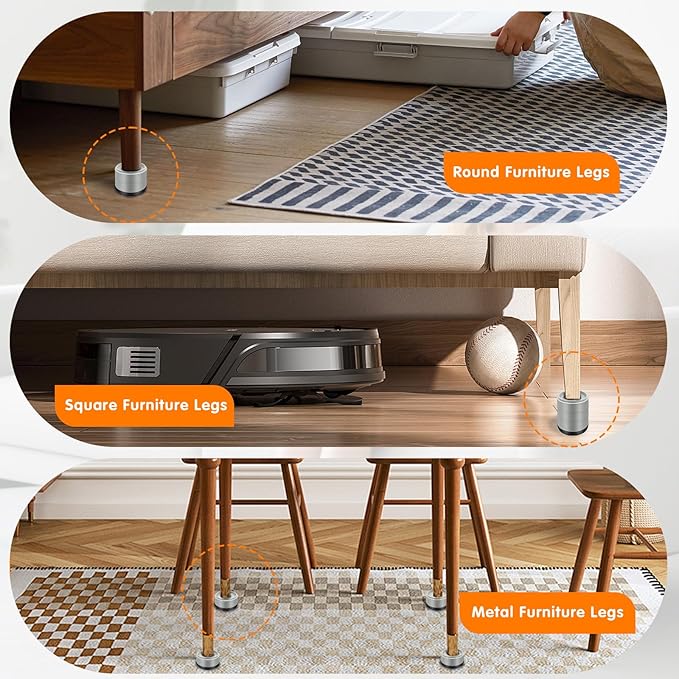 Furniture Risers Bed Risers Heavy Duty 1 inch, 2 inch, 3 inch, 4 inch Round Adjustable Bed Lifts Riser for Desk Legs Table Couch Sofa Chair Refrigerator Washing Machine (1+1+1 Inch, Gray, 4 Pack )