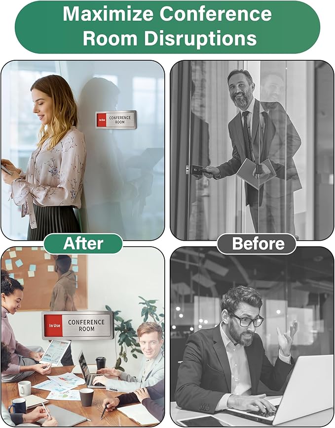 Meeting Room Sliding Door Signs Do Not Disturb, In Use/Available Slider Sign for Home Office Conference Vacant Occupied Privacy Slide Door Sign，Brushed Silver