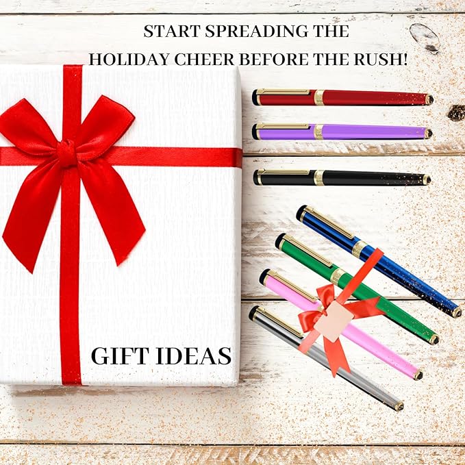 Dryden Designs Fountain Pen - Medium and Fine Nibs | Includes 24 Ink Cartridges and Ink Refill Converter | Calligraphy Pen, Consistent Writing, Smooth Look - Intense Black.