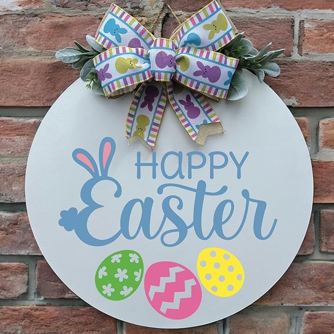 Wood front door sign Wood sign Home decor Welcome sign Sign for front door House warming gift Wedding gift (Happy Easter, 15" Width)