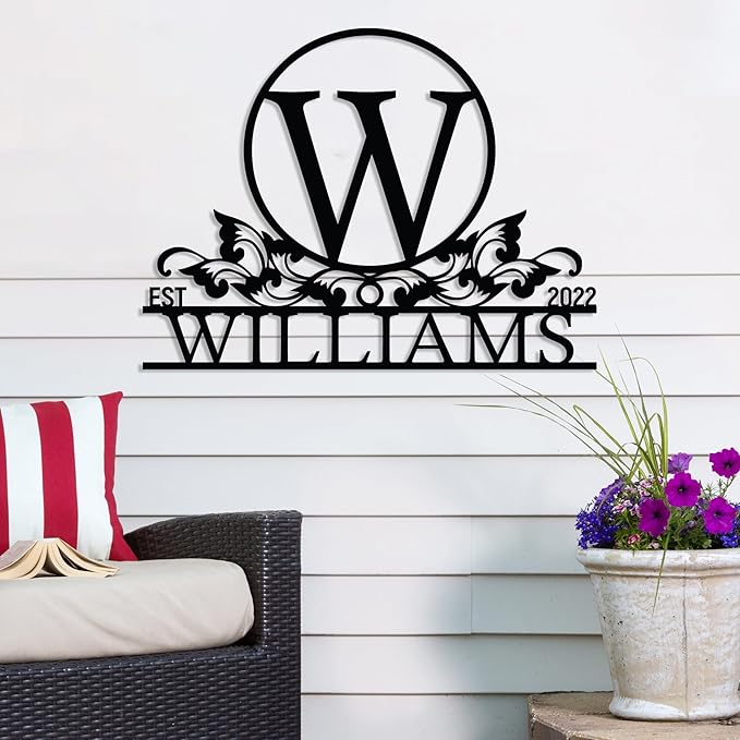 Personalized Metal Name Signs, Split Letter Monogram Wall Art Decor, Durable Steel Family Last Name Decor, Custom Signs Indoor or Outdoor, Personalized Wedding Gifts, Housewarming Gift