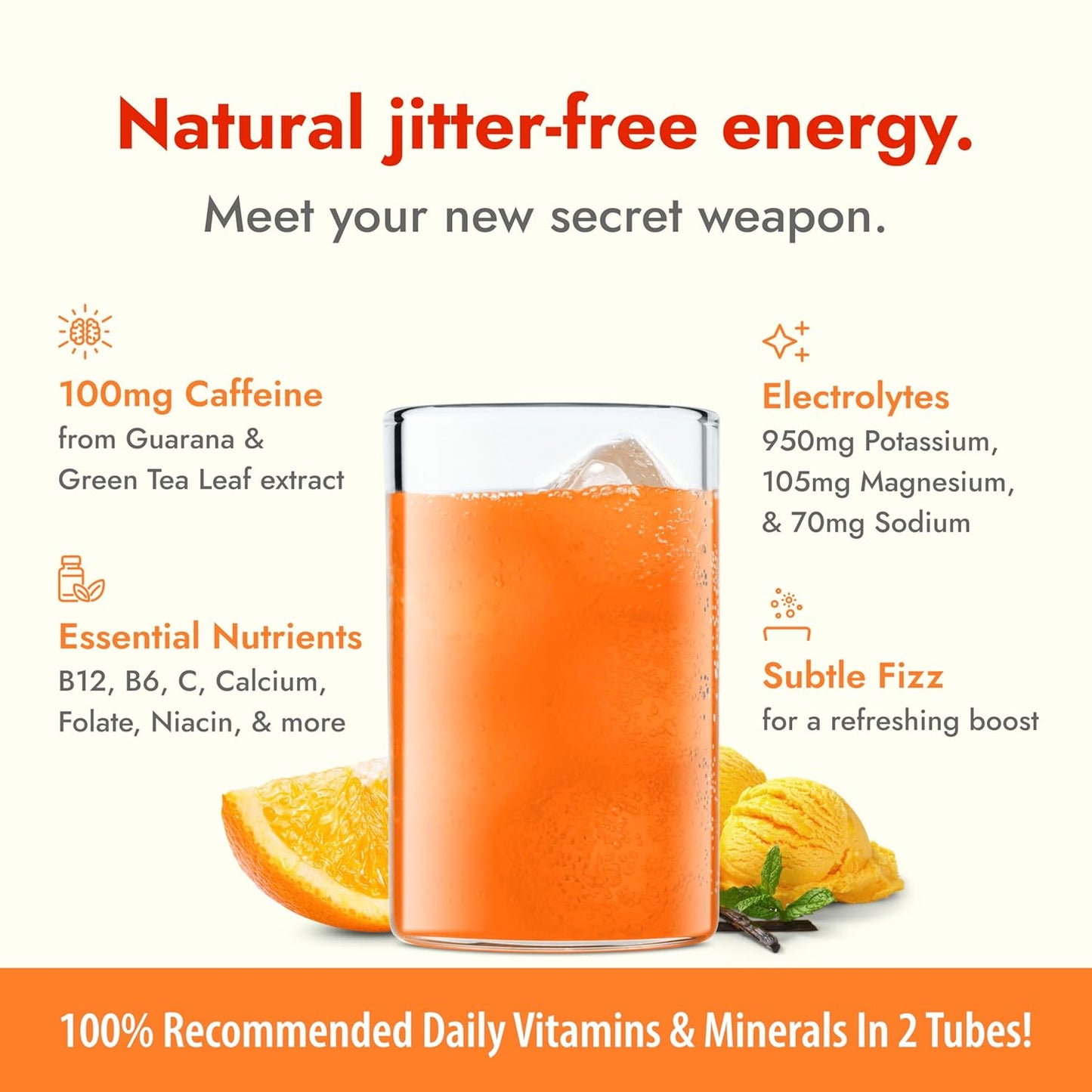 Zipfizz Daily Energy Drink Powder, Orange Cream, 20 Pack | 3-in-1 Sustained Energy, Rapid Hydration, and Essential Vitamins | Sugar-Free | Electrolyte Powder | Contains Vitamin B-12 & Antioxidants