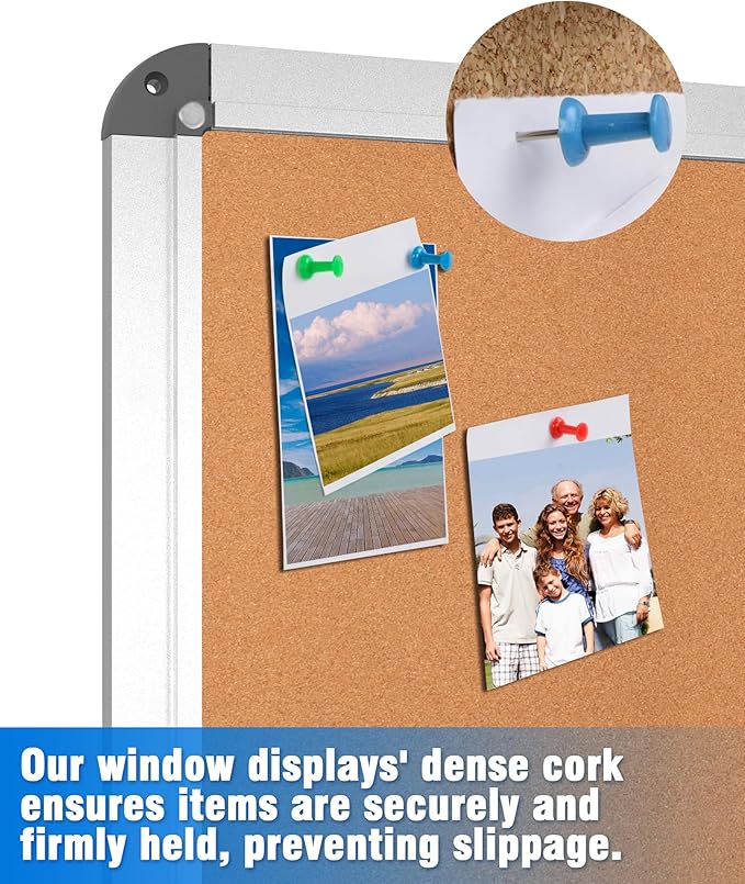 Mifuro 2 Pack 26"x20" Enclosed Bulletin Board, Lockable Weather-Resistant Aluminum Cork Noticeboard for School & Office, Silver Frame w/Cork
