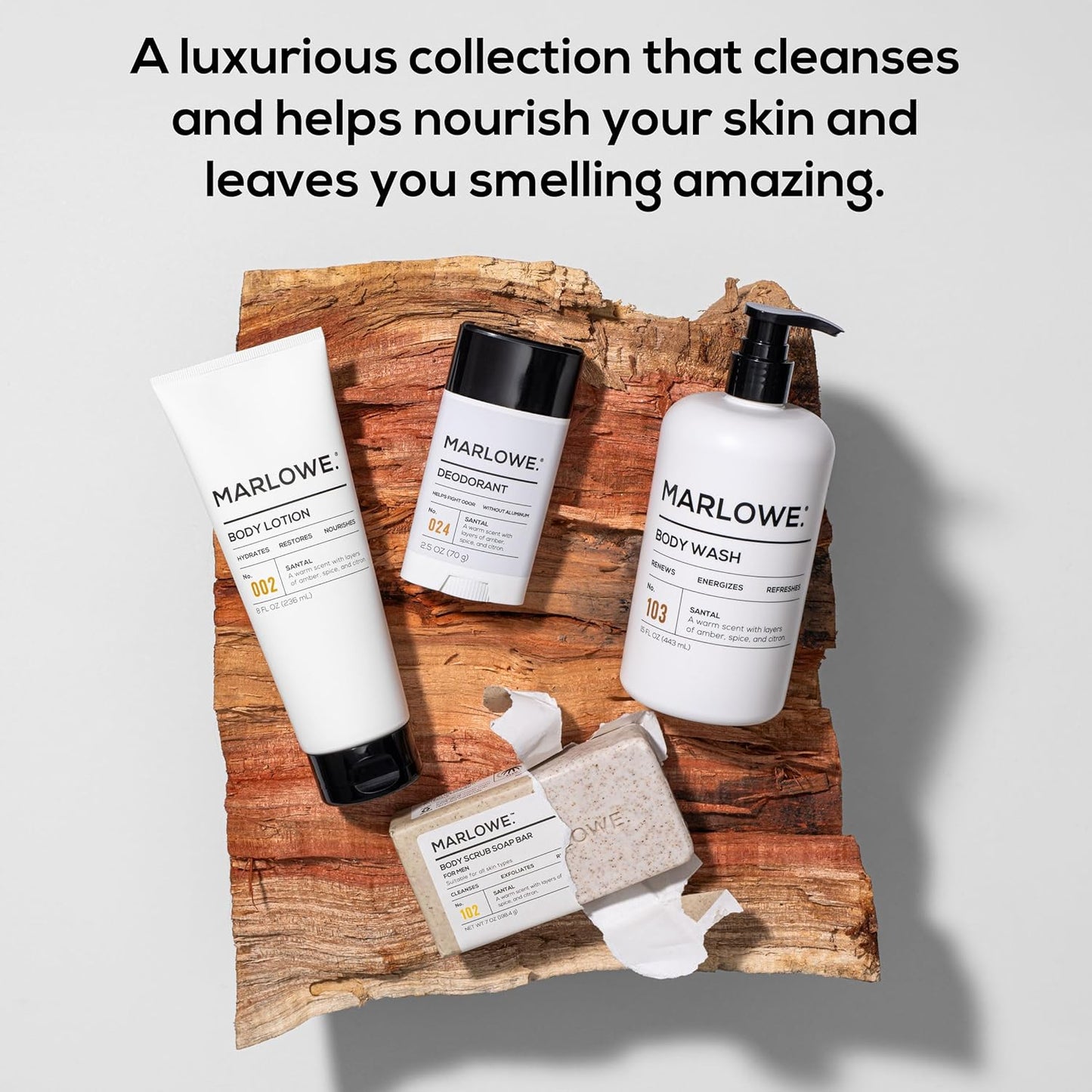 MARLOWE. No. 103 Body Wash 15 oz Pump, Santal, Energizing & Refreshing Shower Gel, Willow Bark & Green Tea Extracts, Cleanses, Moisturizes, Smooths & Nourishes, Warm Amber, Spice & Citron Scent