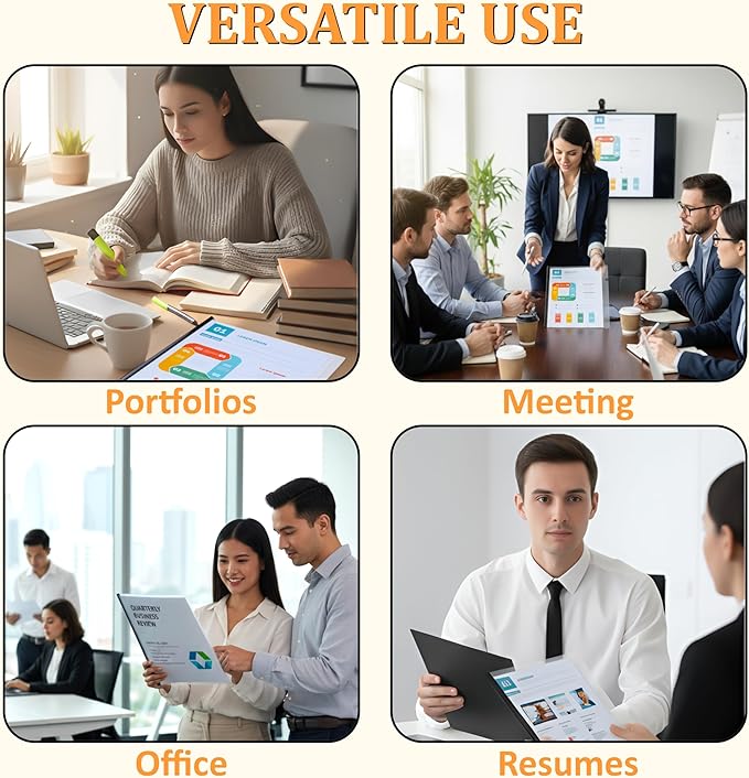10 Pack Report Covers with Sliding Bar - Clear Plastic Presentation Folders for A4 & Letter Size Paper, 70 Sheet Capacity File Document Binder for School, Office, Resume & Business Use