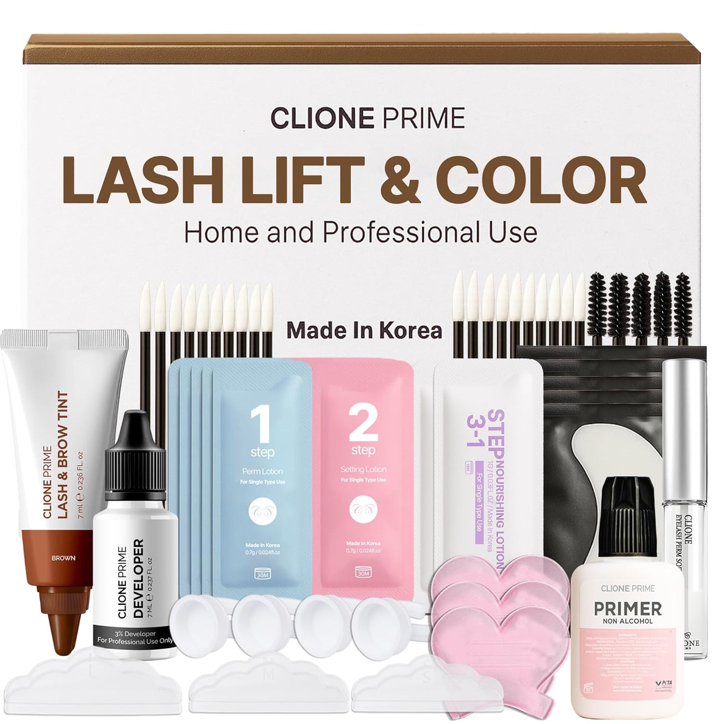 Korean At Home Lash Lift and Brow Lamination Kit - Brown Eye and Brow Tint Kit