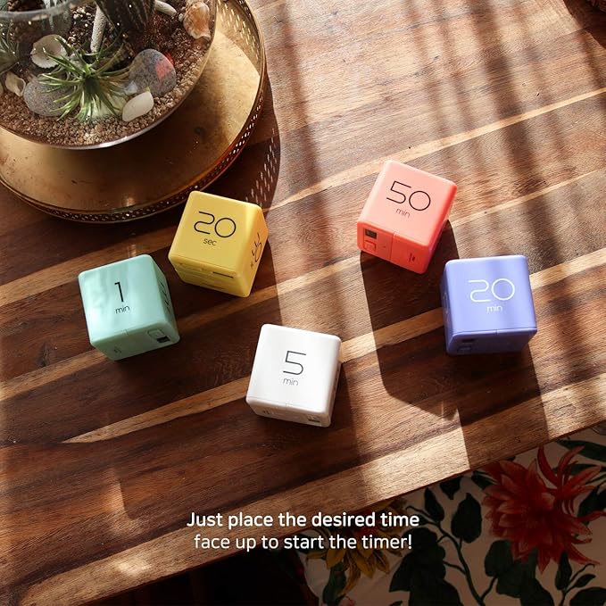 mooas Cube Timer (Yellow), Timers Cube Flip Block Timers Productivity Gravity Sensor Time Management for Kids ADHD Classroom Kitchen Desk Workout Cooking Study 10, 20, 30, 60 Seconds Timer Setting