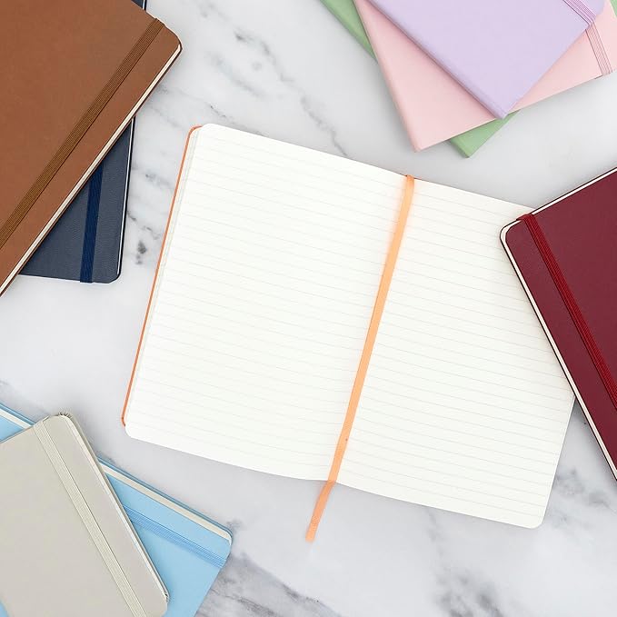 PAPERAGE Lined Journal Notebook, (White), 160 Pages, Medium 5.6 in x 8 in - 100 GSM Thick Paper – Hardcover Journaling Notebook for Work, School & Note Taking