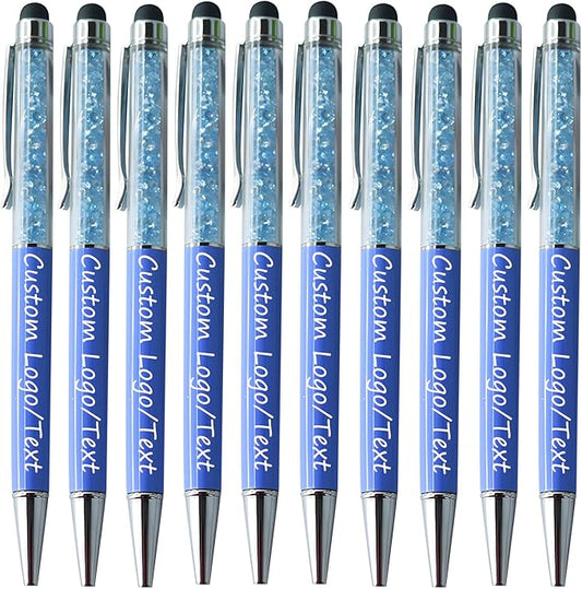 Yucold Customized Pens with Name/Logo - Touch Screen Stylus Ballpoint Pen, Perfect for Weddings, Business & Personalized Gifts (Lake blue,30)