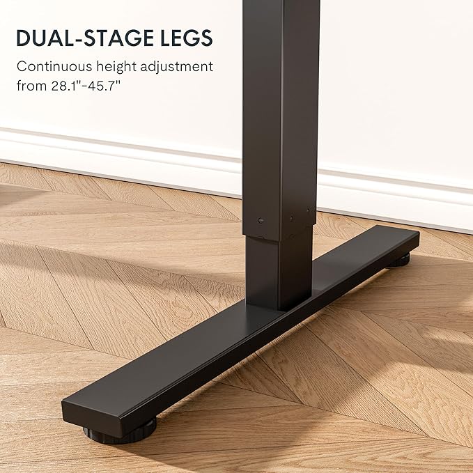 FLEXISPOT One-Piece Electric Standing Desk, 48 x 24 Inches Adjustable Desk with Seamless Desktop, Memory Controller Height Adjustment (Black Frame + Rustic Desktop, 2 Packages)
