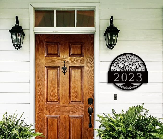 Tree Of Life Metal Wall Art Address Plaque,Custom House Address Plaques Sign, Address Numbers For Houses, Address Plaques for House, Front Door Outdoor Address Plaques Signs, Housewarming Gift