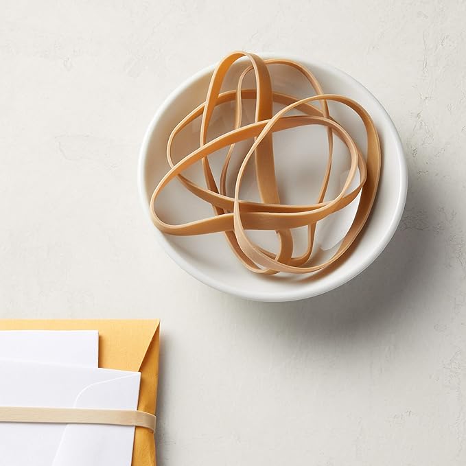 Amazon Basics Rubber Bands, Size 64 (1/4"), 320 Bands/1 lb Pack, 3-Pack, Tan